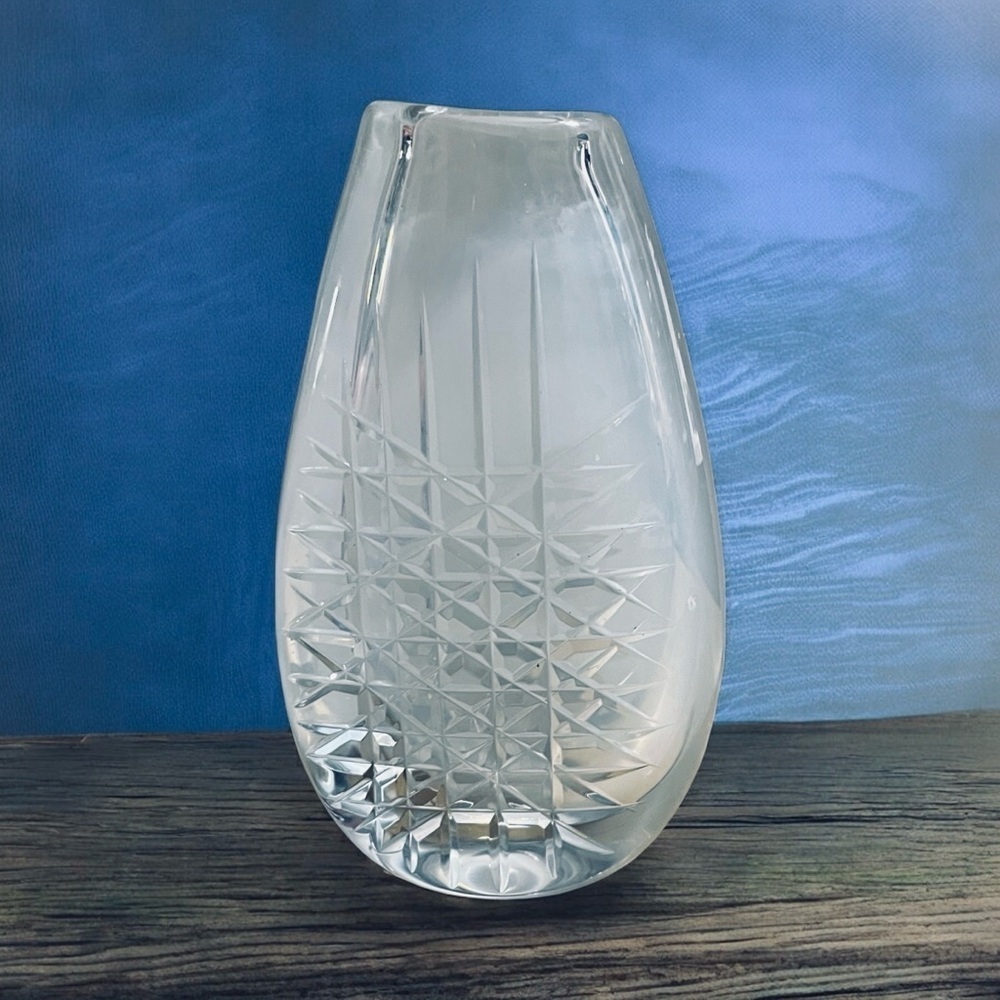EARLY VINTAGE ARTIST SIGNED ORREFORS VASE 3658/4 TEARDROP ART GLASS VASE 7.25”